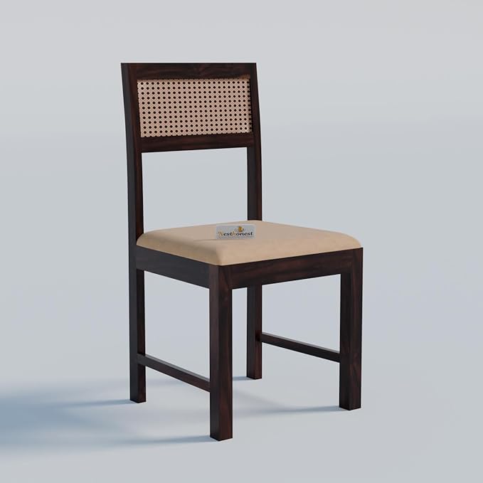 NESTHONEST Solid Sheesham Wood 4 Seater Dining Table Set | Four Seater Dinner Table with 4 Chairs | Size: 45x35x30 Inch | Dinning Table Set 4 Seater for Living Room, Office, Cafeteria | Walnut Finish