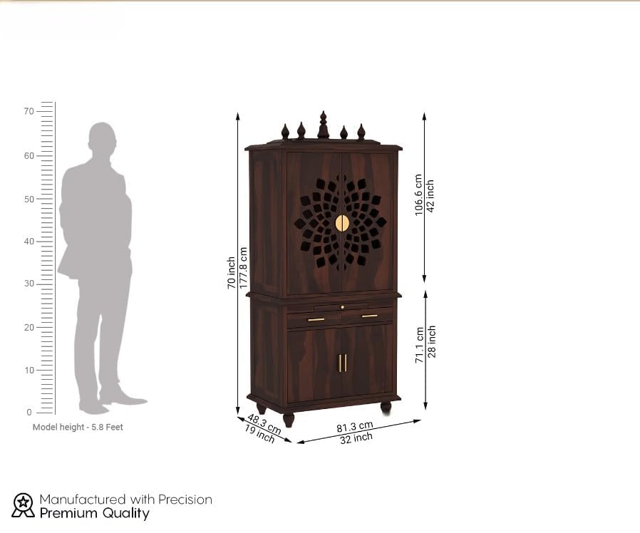 NESTHONEST 5.8 Feet Long Wooden Temple for Home Walnut