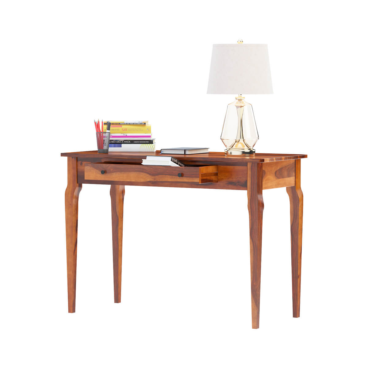 Solid Sheesham Wood Modern Console Table  (Standard, Honey Finish)