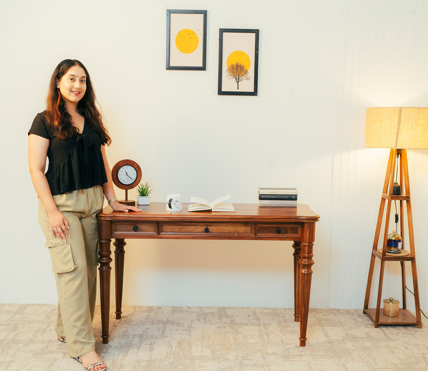 Study Table 3 Drawers Sheesham  Wood