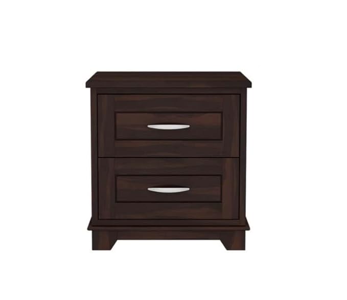 NESTHONEST Solid Sheesham Wood Bedside Table for Bedroom | Wooden Bed Side Nightstand End Table with 2 Drawers Storage for Home | Side Table for Bed Room & Hotel | Walnut Finish