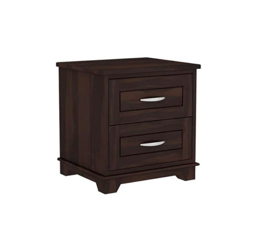NESTHONEST Solid Sheesham Wood Bedside Table for Bedroom | Wooden Bed Side Nightstand End Table with 2 Drawers Storage for Home | Side Table for Bed Room & Hotel | Walnut Finish