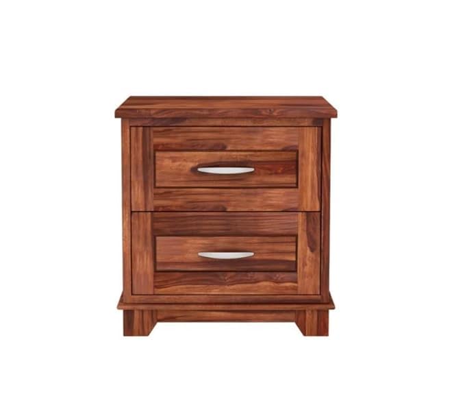 NESTHONEST Solid Sheesham Wood Bedside Table for Bedroom | Wooden Bed Side Nightstand End Table with 2 Drawers Storage for Home | Side Table for Bed Room & Hotel | Honey Finish