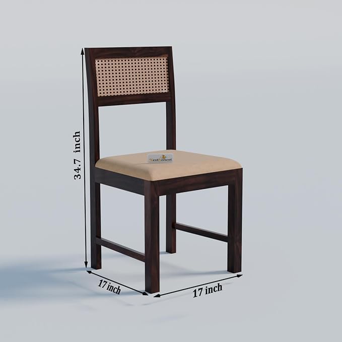 NESTHONEST Solid Sheesham Wood 4 Seater Dining Table Set | Four Seater Dinner Table with 4 Chairs | Size: 45x35x30 Inch | Dinning Table Set 4 Seater for Living Room, Office, Cafeteria | Walnut Finish