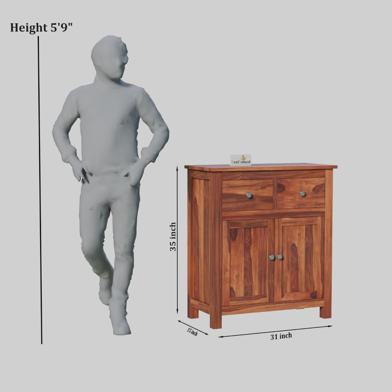 NESTHONEST Wooden Sideboard Cabinet for Living Room | Side Board with 2 Drawers & 2 Doors Cabinet Storage for Dining, Drawing and Home Office | Solid...