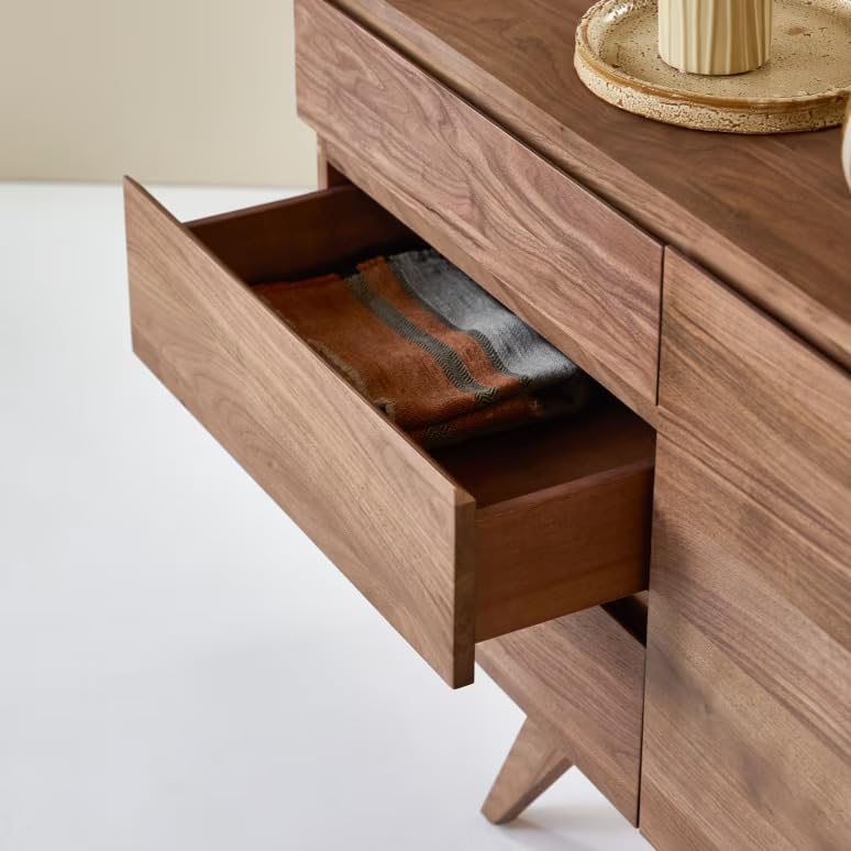 NESTHONEST Solid Sheesham Wood Sideboard Cabinet for Living Room | Wooden Side Board with 3 Drawers & 2 Doors Cabinet Storage for Dining, Drawing and Home Office | Natural Finish