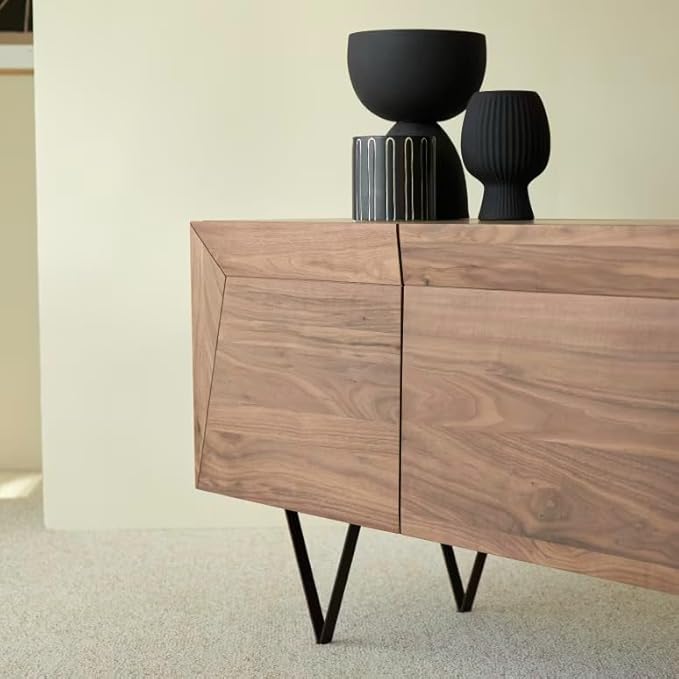 NESTHONEST Solid Sheesham Wood Sideboard Cabinet for Living Room | Wooden Side Board with 3 Doors Cabinet Storage for Dining, Drawing and Home Office |...