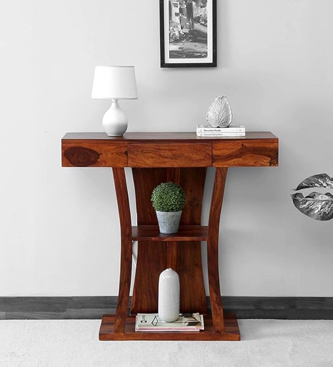 Nest Honest Console Table with Storage | Wooden Console Table for Bedroom & Living Room | Foyer Table for Entryway (Natural Finish)