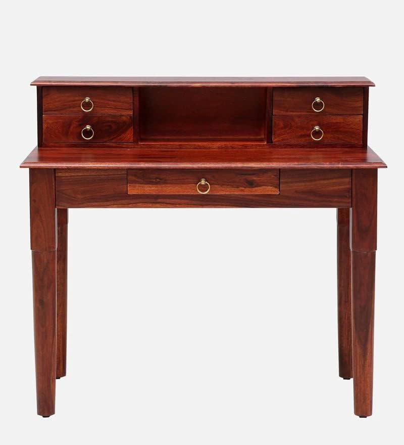 NESTHONEST Wooden Study Table for Adults | Computer Table for Home | Writing Desk | Work from Home Table with 1 Shelf & 5 Drawers Storage | Solid Wood