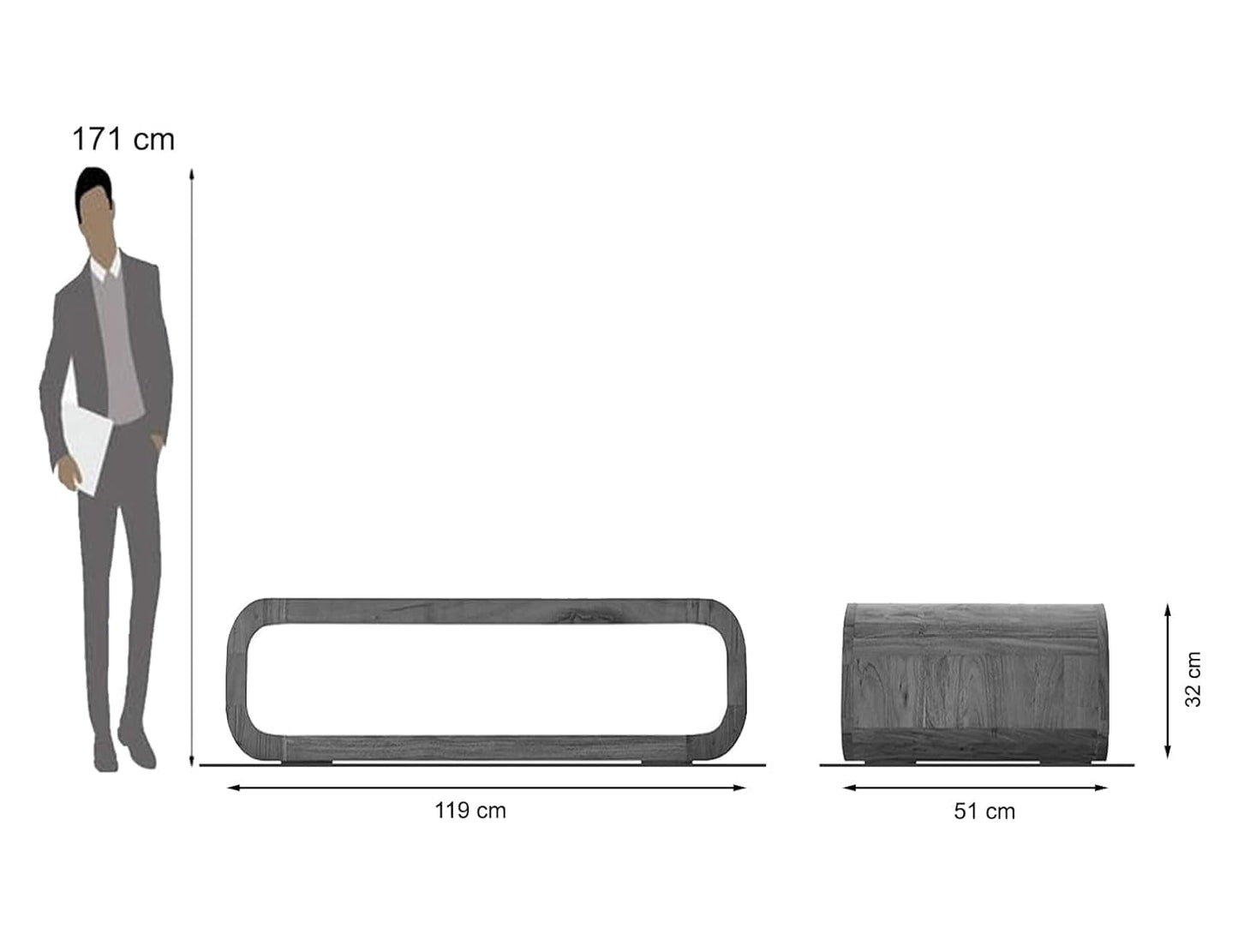 Solid Sheesham Wood Coffee Table With Round Corner