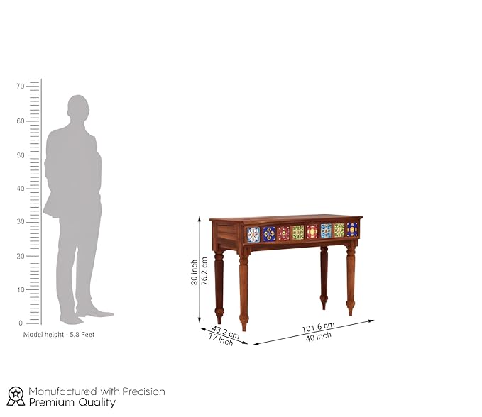 Nest Honest Solid Sheesham Wooden Console Table Enterace Console Table Honey Finish Living Room, Bedroom, Wooden Console Table, 2 Drawers, Storage, Hall, Home Furniture