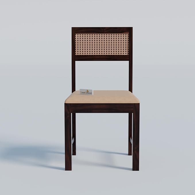 NESTHONEST Solid Sheesham Wood 4 Seater Dining Table Set | Four Seater Dinner Table with 4 Chairs | Size: 45x35x30 Inch | Dinning Table Set 4 Seater for Living Room, Office, Cafeteria | Walnut Finish