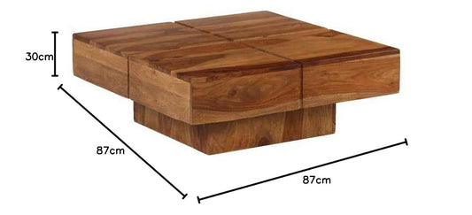 Nest honest Solid Wood Centre Table for Living Room | Premium Coffee Table for Home | Natural Teak Finish | SHEESHAM Wood | Box Frame Coffee Table