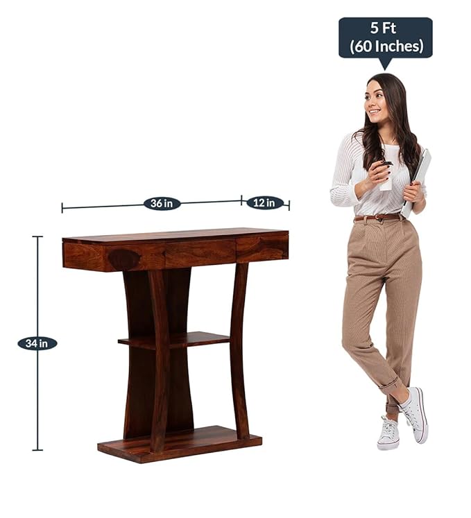 Nest Honest Console Table with Storage | Wooden Console Table for Bedroom & Living Room | Foyer Table for Entryway (Natural Finish)