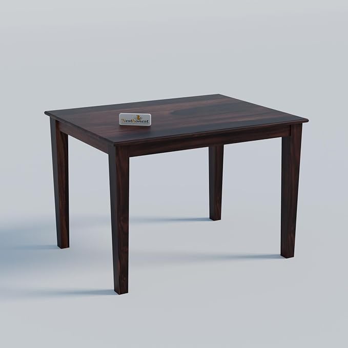 NESTHONEST Solid Sheesham Wood 4 Seater Dining Table Set | Four Seater Dinner Table with 4 Chairs | Size: 45x35x30 Inch | Dinning Table Set 4 Seater for Living Room, Office, Cafeteria | Walnut Finish