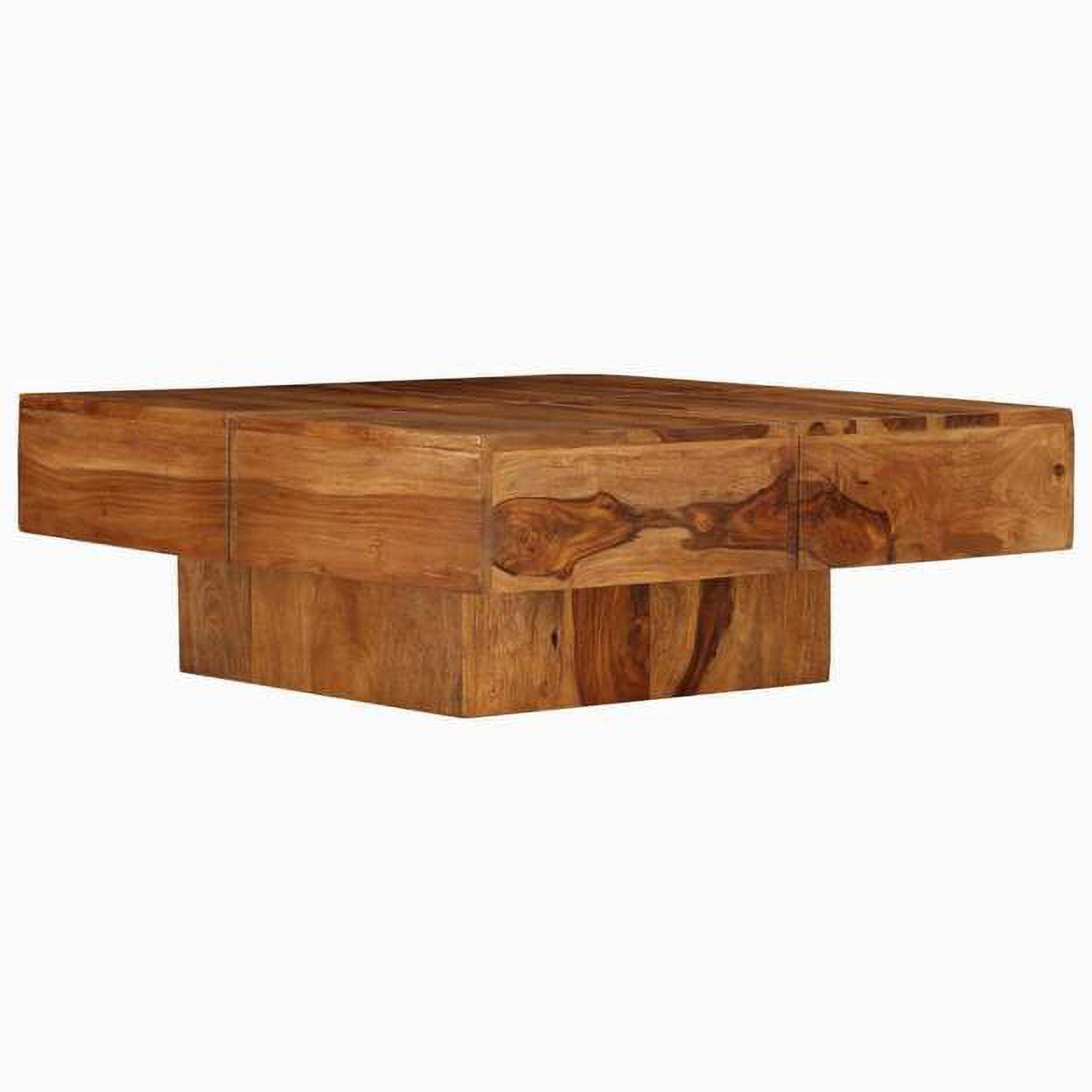 Nest honest Solid Wood Centre Table for Living Room | Premium Coffee Table for Home | Natural Teak Finish | SHEESHAM Wood | Box Frame Coffee Table