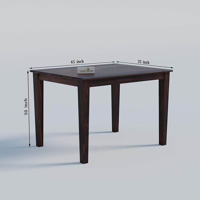 NESTHONEST Solid Sheesham Wood 4 Seater Dining Table Set | Four Seater Dinner Table with 4 Chairs | Size: 45x35x30 Inch | Dinning Table Set 4 Seater for Living Room, Office, Cafeteria | Walnut Finish