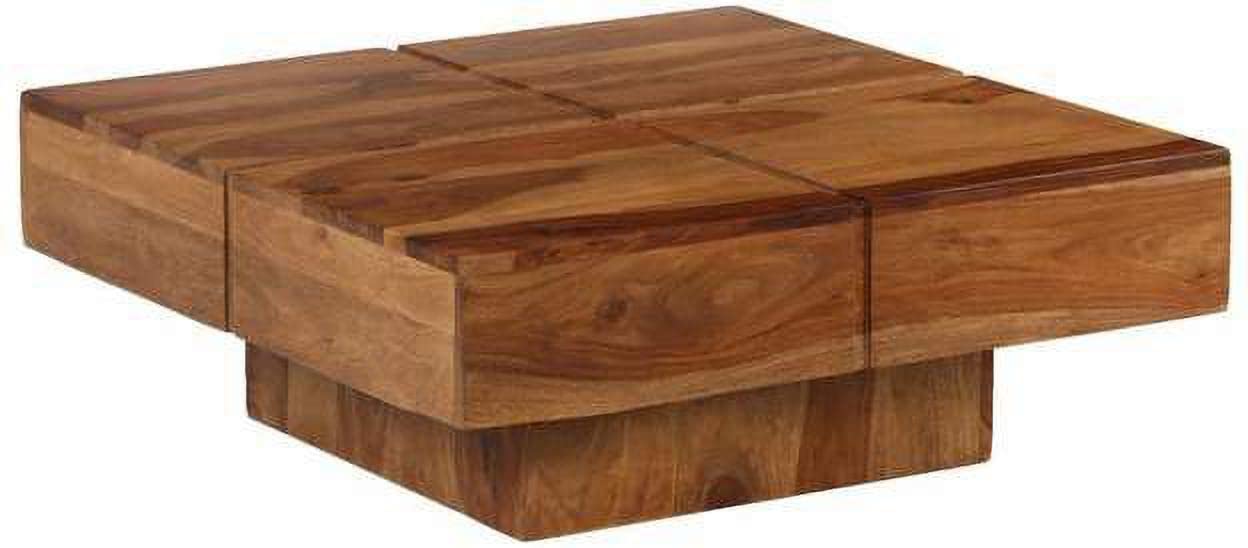 Nest honest Solid Wood Centre Table for Living Room | Premium Coffee Table for Home | Natural Teak Finish | SHEESHAM Wood | Box Frame Coffee Table