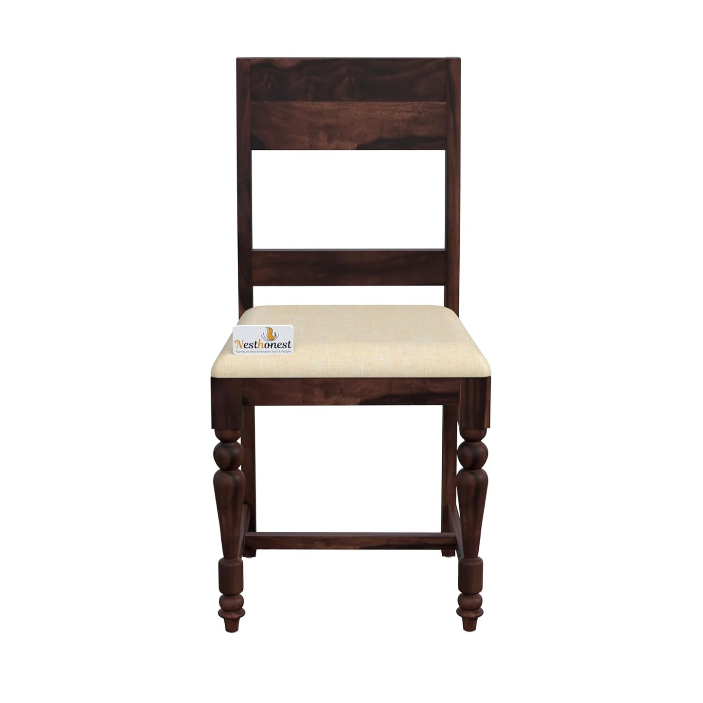 NESTHONEST King Size Glass Top Dining Table 4 Seater | Wooden 4 Seater Dining Table Set | 46Lx36Wx30H | Four Seater Dinner Table with Cushion Chairs &...