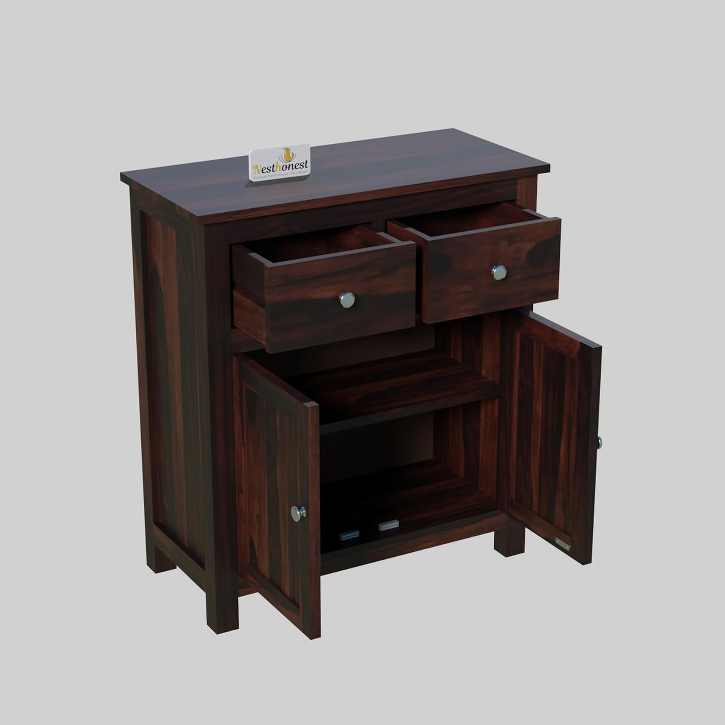 NESTHONEST Wooden Sideboard Cabinet for Living Room | Side Board with 2 Drawers & 2 Doors Cabinet Storage for Dining, Drawing and Home Office | Solid...