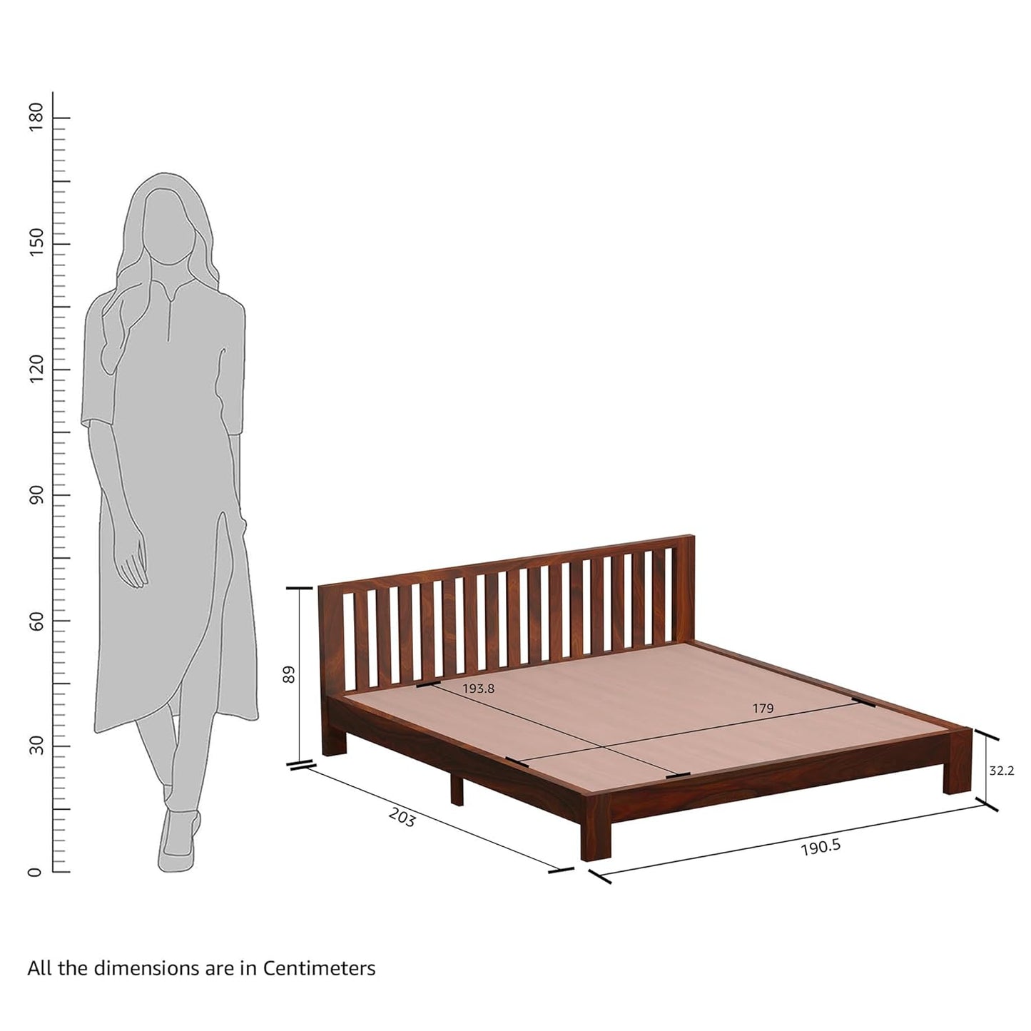 Solid Sheesham Wood King Size bed Without Storage