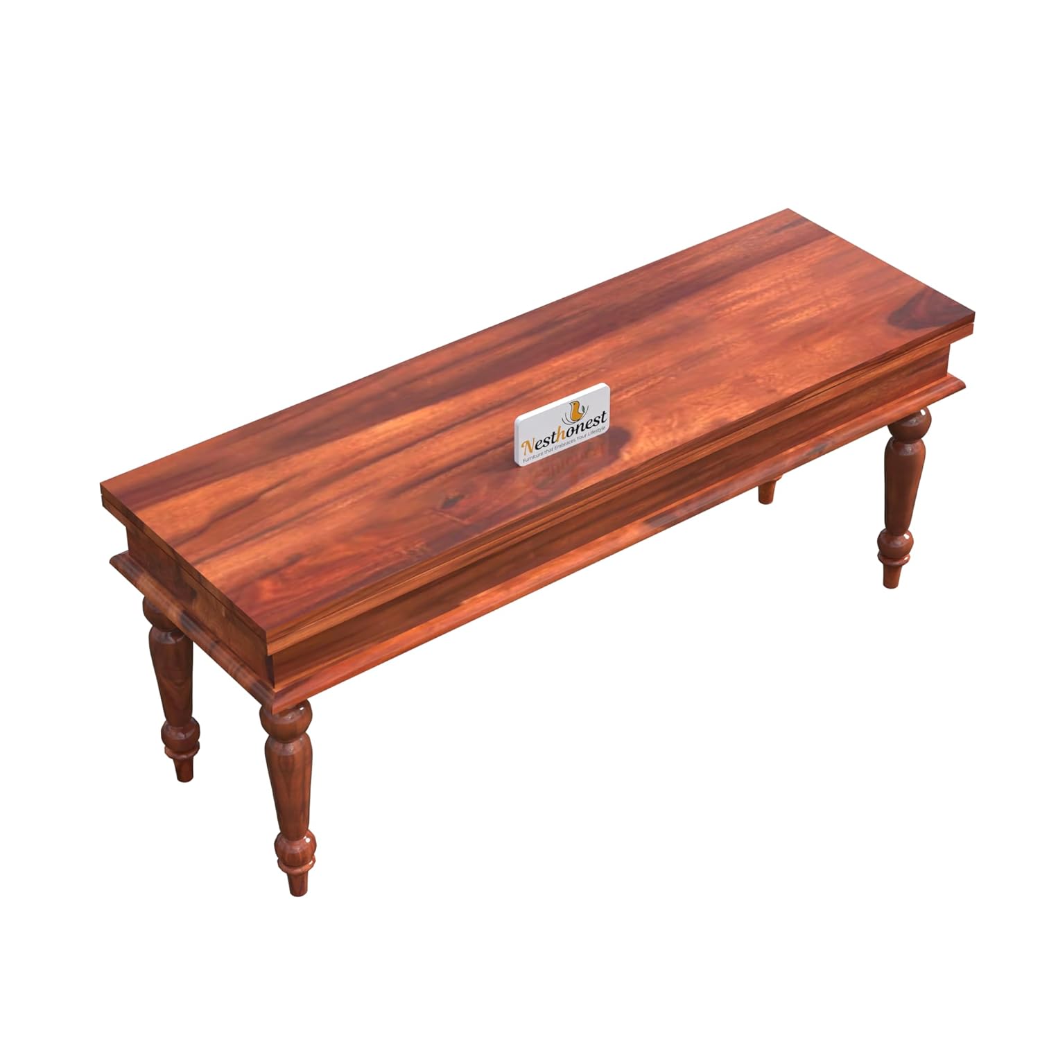 NESTHONEST Wooden 6 Seater Dining Table Set with Tile Work | Six Seater Dinning Table with 4 Chairs & 1 Bench | Dining Room Furniture for Home, Kitchen & Restaurant | Solid Wood Sheesham, Honey Finish