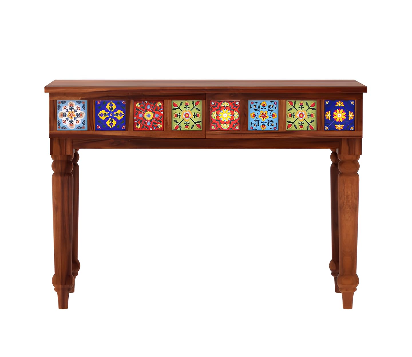 Nest Honest Solid Sheesham Wooden Console Table Enterace Console Table Honey Finish Living Room, Bedroom, Wooden Console Table, 2 Drawers, Storage, Hall, Home Furniture