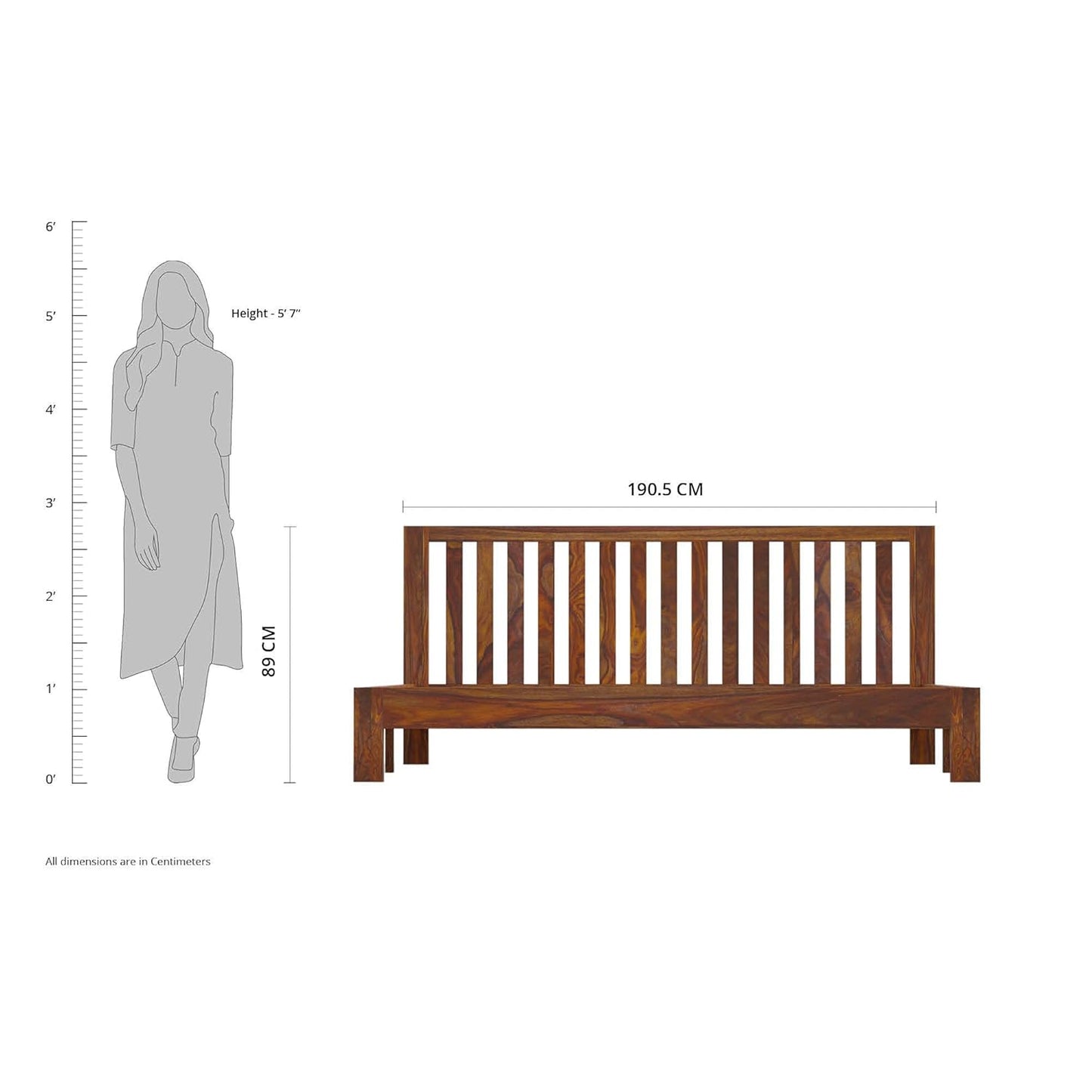 Solid Sheesham Wood King Size bed Without Storage