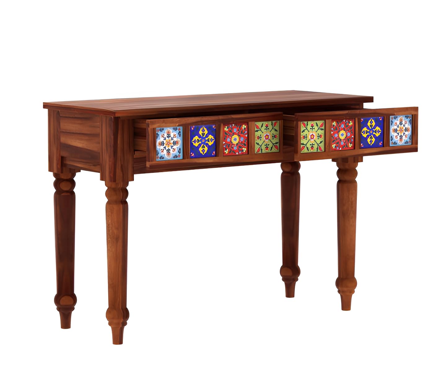 Nest Honest Solid Sheesham Wooden Console Table Enterace Console Table Honey Finish Living Room, Bedroom, Wooden Console Table, 2 Drawers, Storage, Hall, Home Furniture