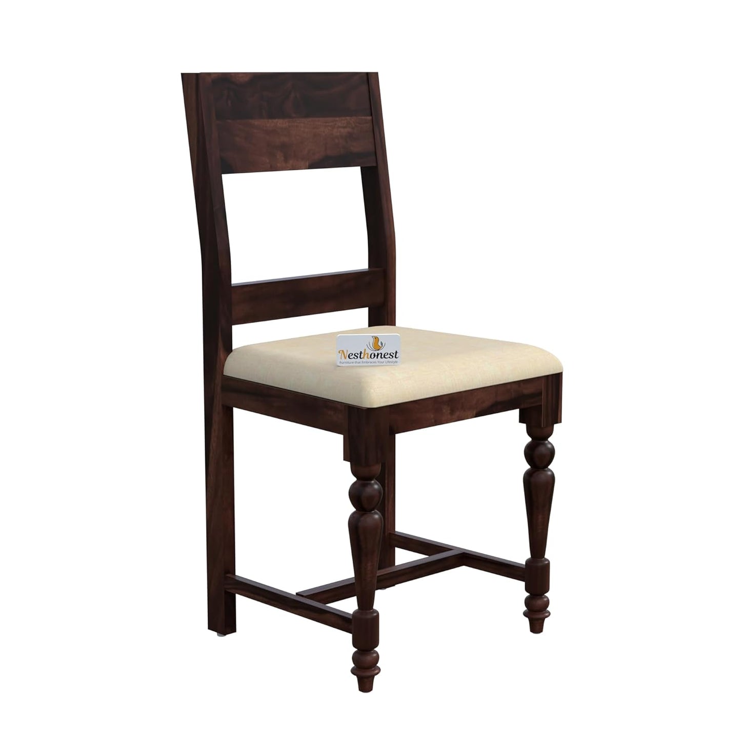 NESTHONEST King Size Glass Top Dining Table 4 Seater | Wooden 4 Seater Dining Table Set | 46Lx36Wx30H | Four Seater Dinner Table with Cushion Chairs &...