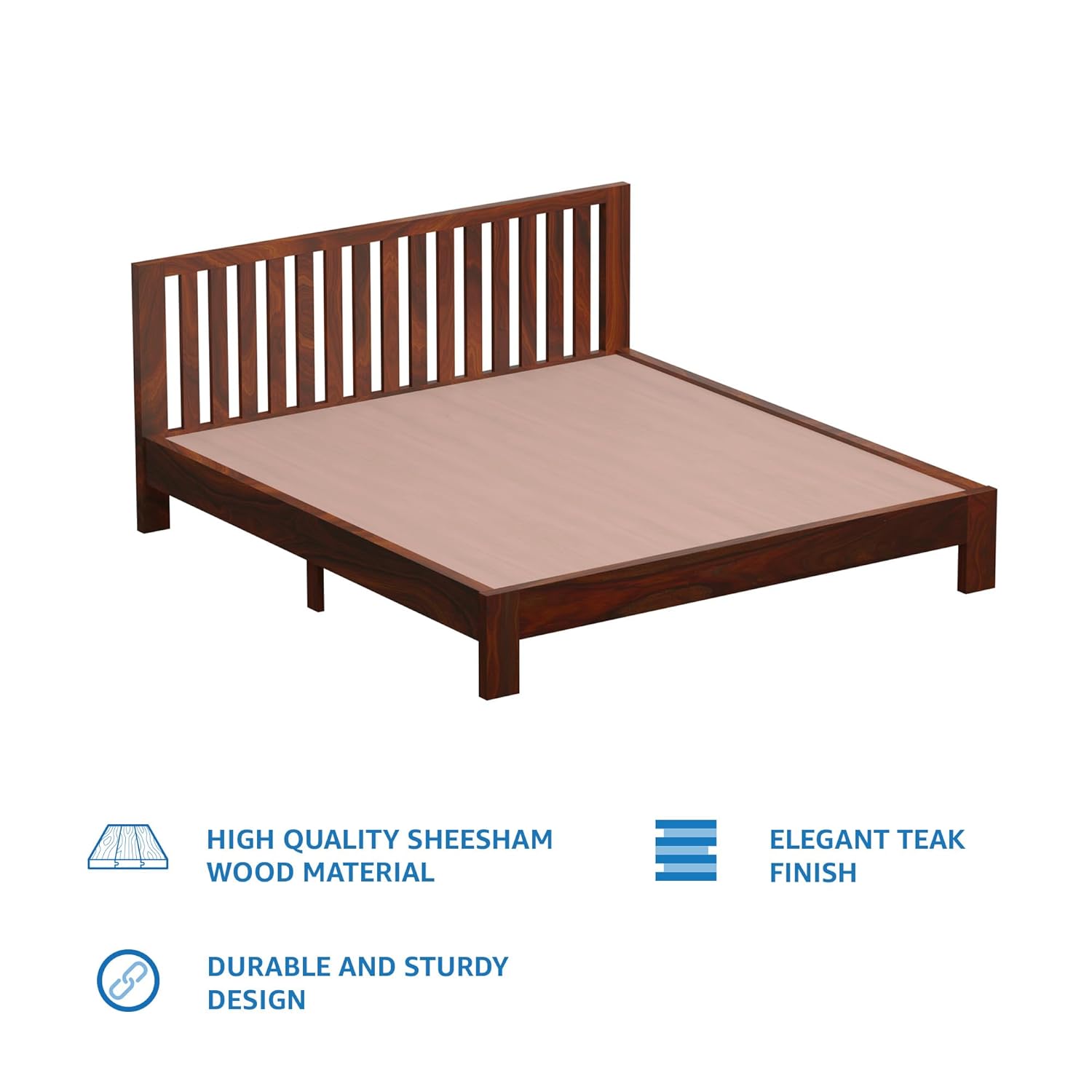 Solid Sheesham Wood King Size bed Without Storage
