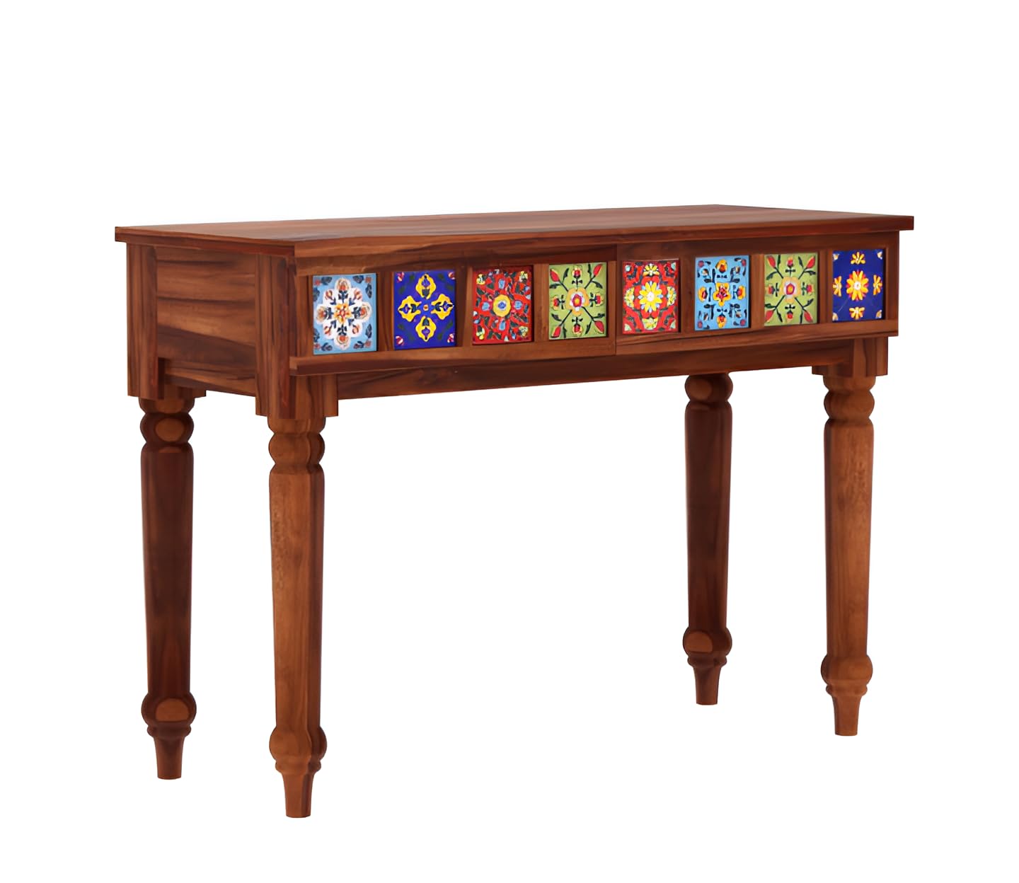 Nest Honest Solid Sheesham Wooden Console Table Enterace Console Table Honey Finish Living Room, Bedroom, Wooden Console Table, 2 Drawers, Storage, Hall, Home Furniture