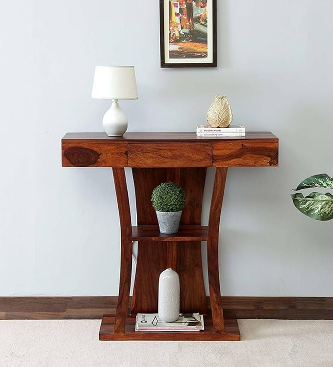 Nest Honest Console Table with Storage | Wooden Console Table for Bedroom & Living Room | Foyer Table for Entryway (Natural Finish)