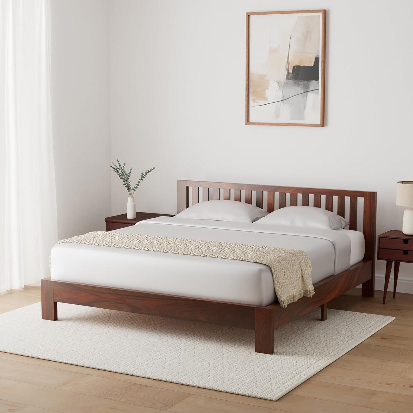 Solid Sheesham Wood King Size bed Without Storage
