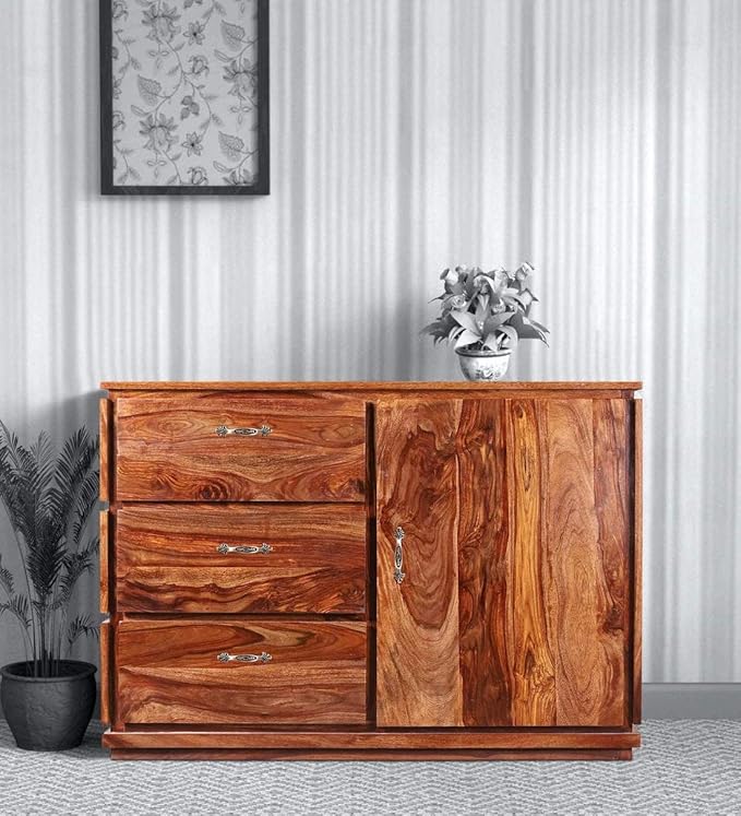 NESTHONEST Wooden Sideboard Cabinet for Living Room | Side Board with 3 Drawers & 1 Door Cabinet Storage for Dining, Drawing and Home Office Furniture |...