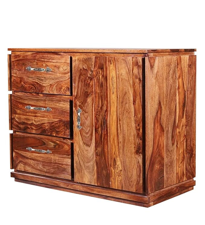 NESTHONEST Wooden Sideboard Cabinet for Living Room | Side Board with 3 Drawers & 1 Door Cabinet Storage for Dining, Drawing and Home Office Furniture |...