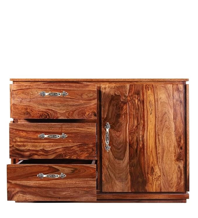 NESTHONEST Wooden Sideboard Cabinet for Living Room | Side Board with 3 Drawers & 1 Door Cabinet Storage for Dining, Drawing and Home Office Furniture |...