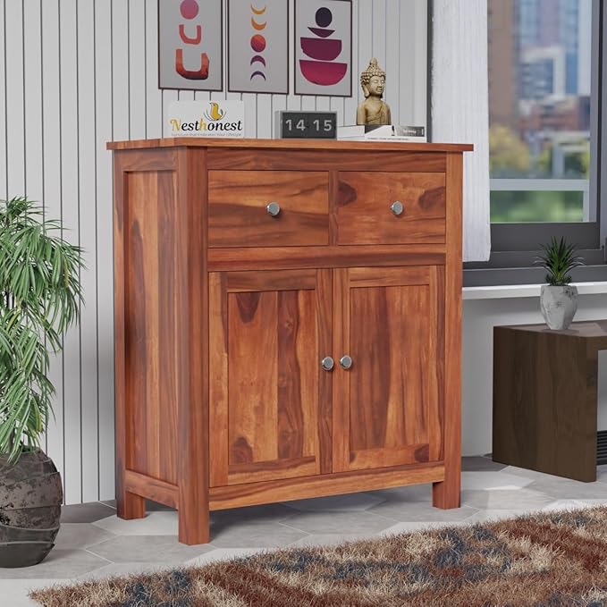 NESTHONEST Wooden Sideboard Cabinet for Living Room | Side Board with 2 Drawers & 2 Doors Cabinet Storage for Dining, Drawing and Home Office | Solid...