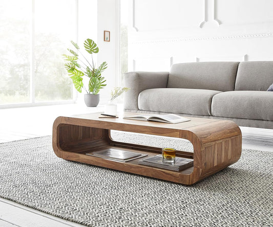 Solid Sheesham Wood Coffee Table With Round Corner