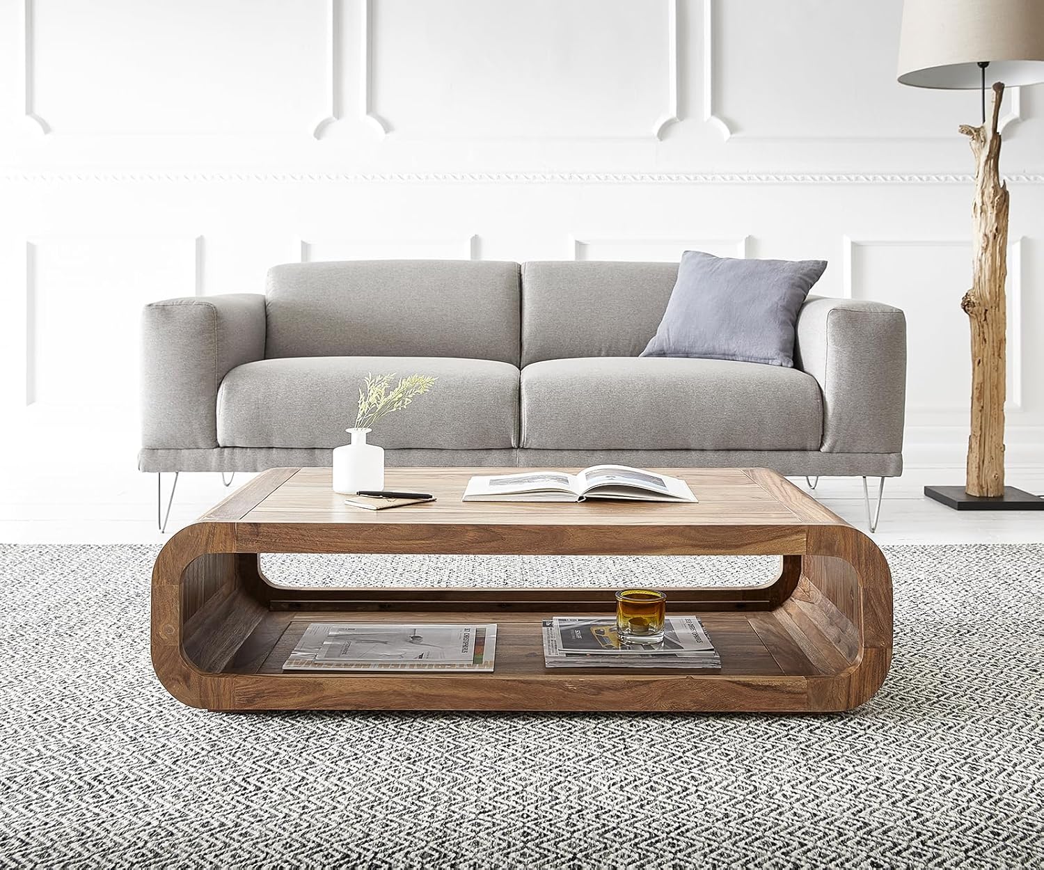 Solid Sheesham Wood Coffee Table With Round Corner