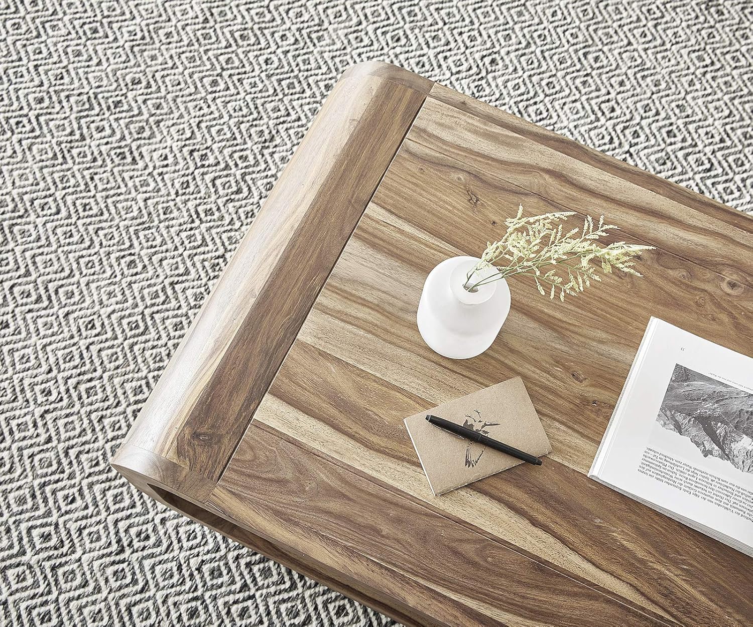 Solid Sheesham Wood Coffee Table With Round Corner