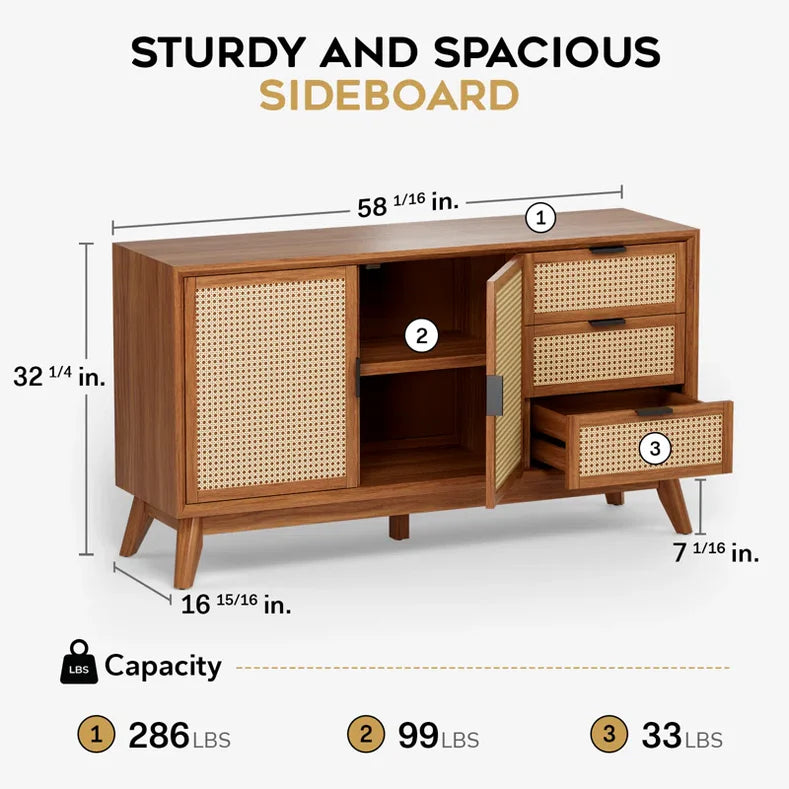 Said Board 2 Door  3Drawer Acacia Wood