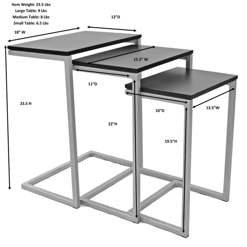 Nesting Table Sheesham Wood Top With Carbon Steel Legs