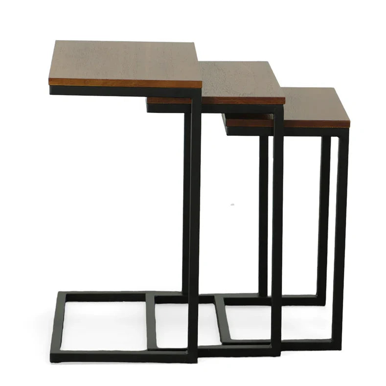 Nesting Table Sheesham Wood Top With Carbon Steel Legs