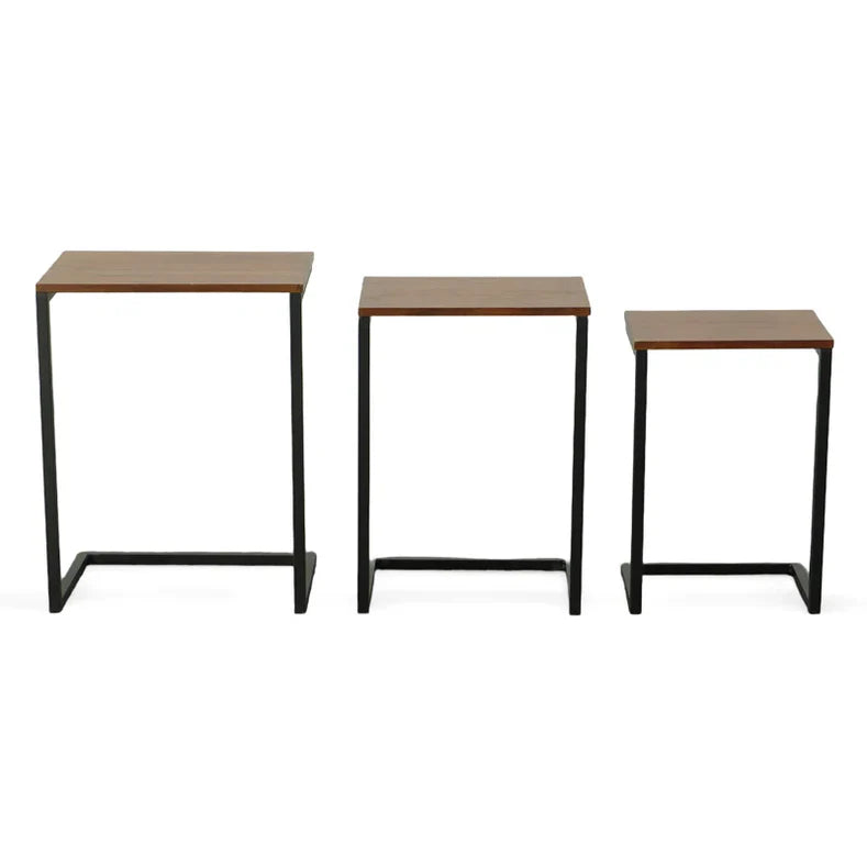 Nesting Table Sheesham Wood Top With Carbon Steel Legs
