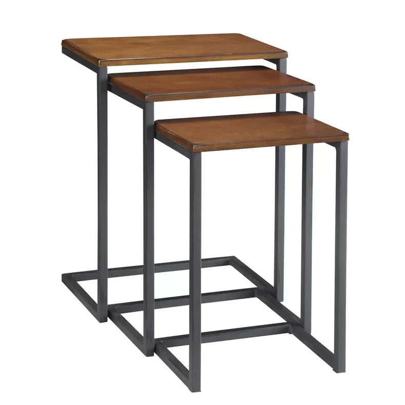 Nesting Table Sheesham Wood Top With Carbon Steel Legs