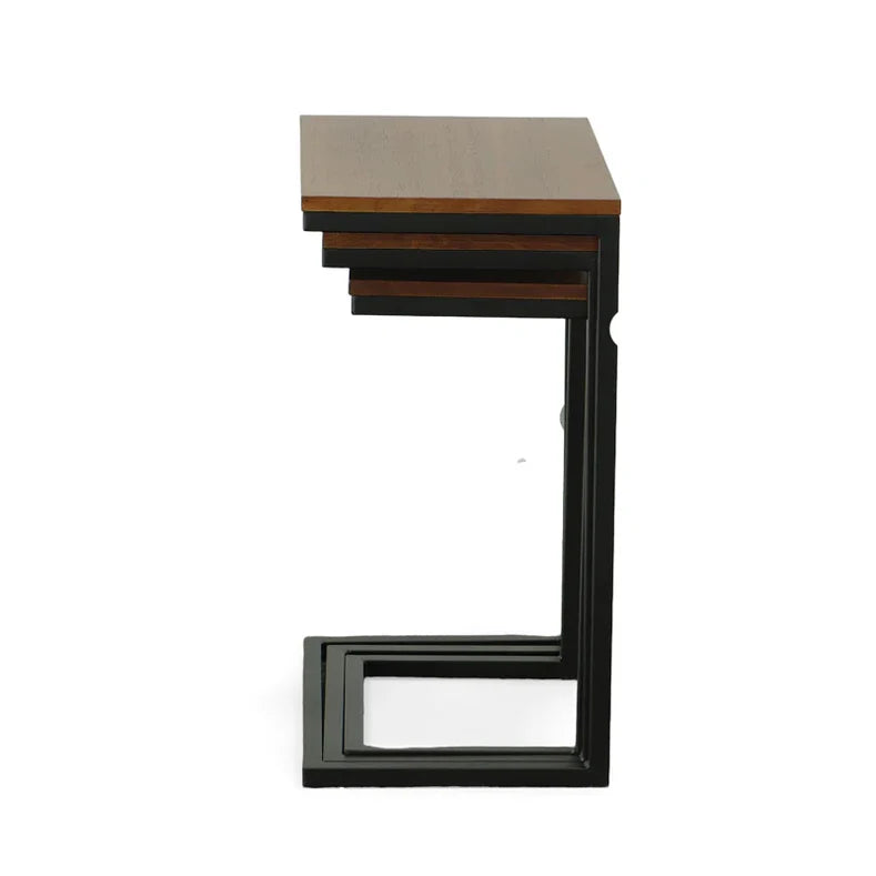 Nesting Table Sheesham Wood Top With Carbon Steel Legs