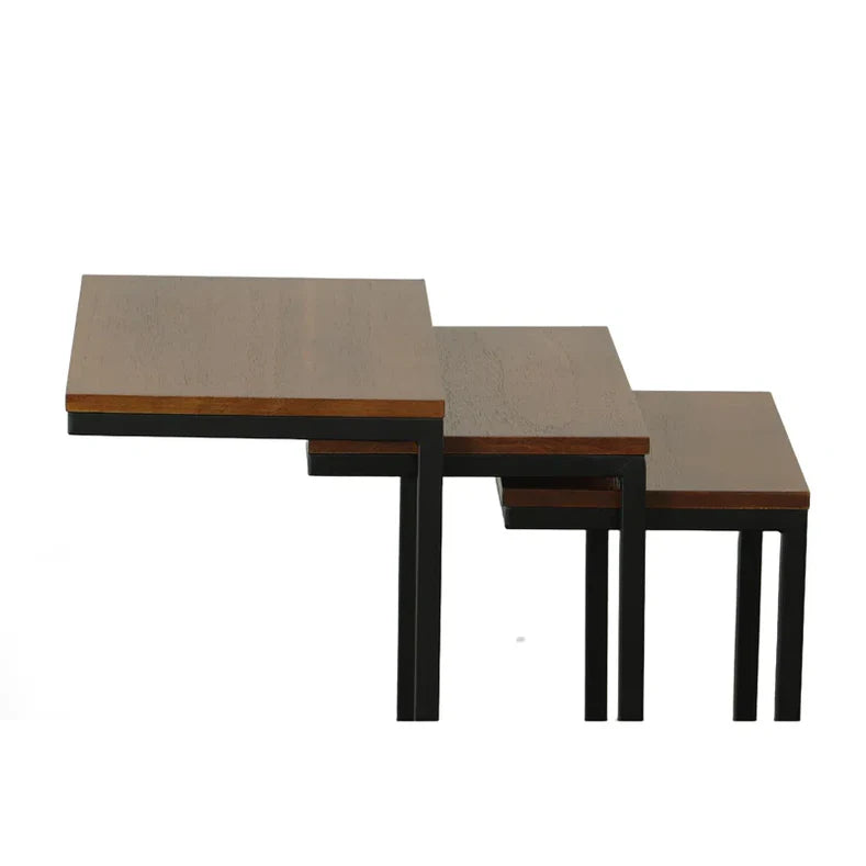 Nesting Table Sheesham Wood Top With Carbon Steel Legs